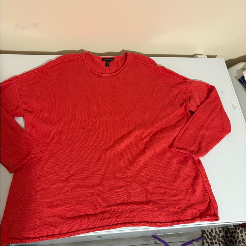 Eileen Fisher dark peach Long Sleeve cotton sweater M